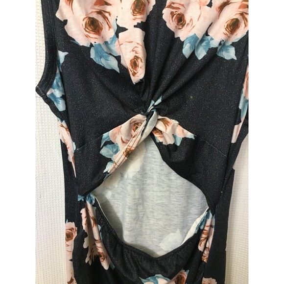 Sleeveless Tank Dress Size Large Cut Out Twist Bodycon Wrap Mini Floral Dress D2 - Picture 6 of 7